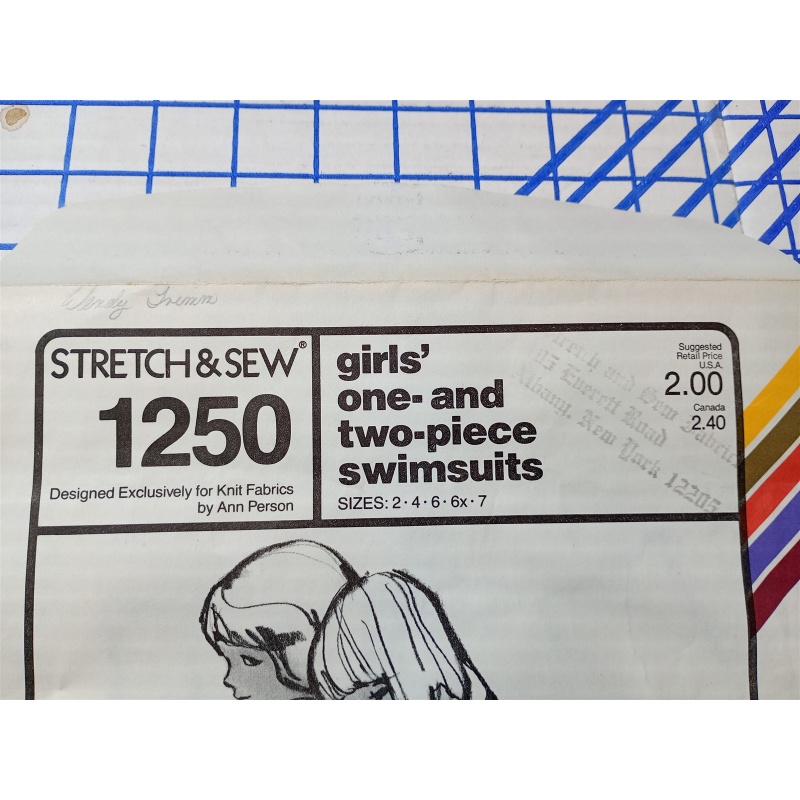 VTG Stretch & Sew 1250 Girls One-and-Two-Piece Swimsuits Sz 2-4-6-6x-7