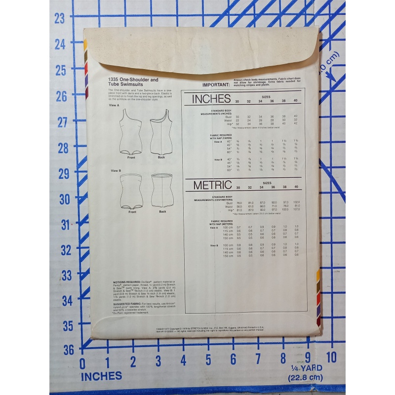 Tube Swimsuit Sewing Pattern 70s Stretch Sew 1335 Size 30-40