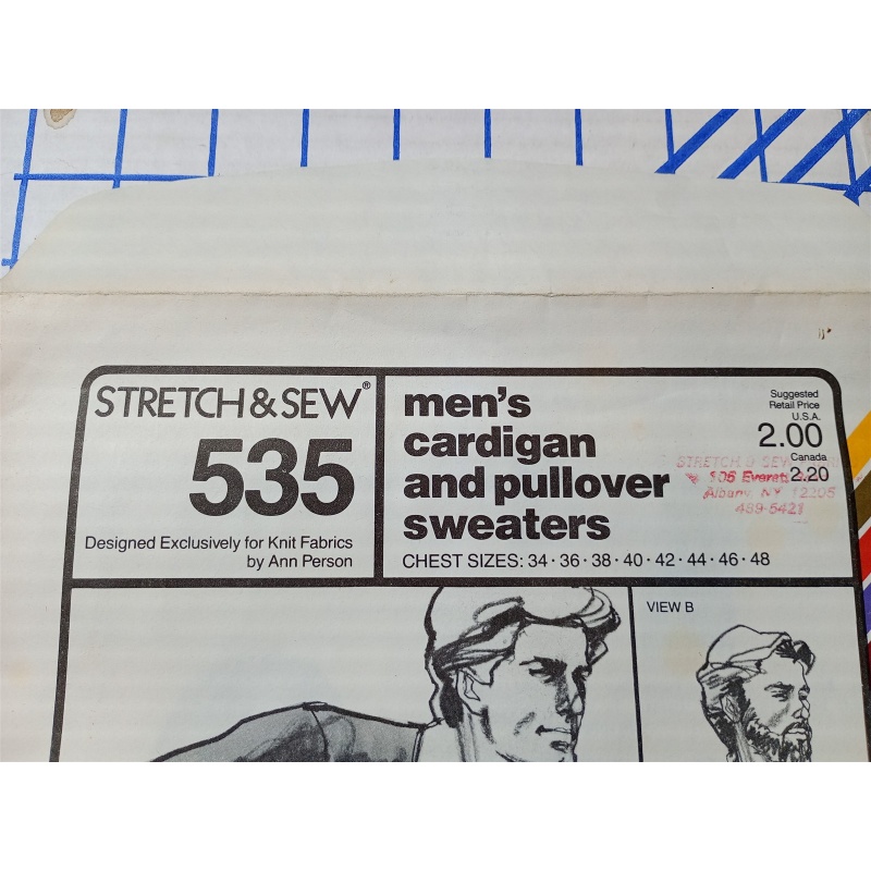 Stretch & Sew Pattern #540 Mens Pullovers Vintage 34-48