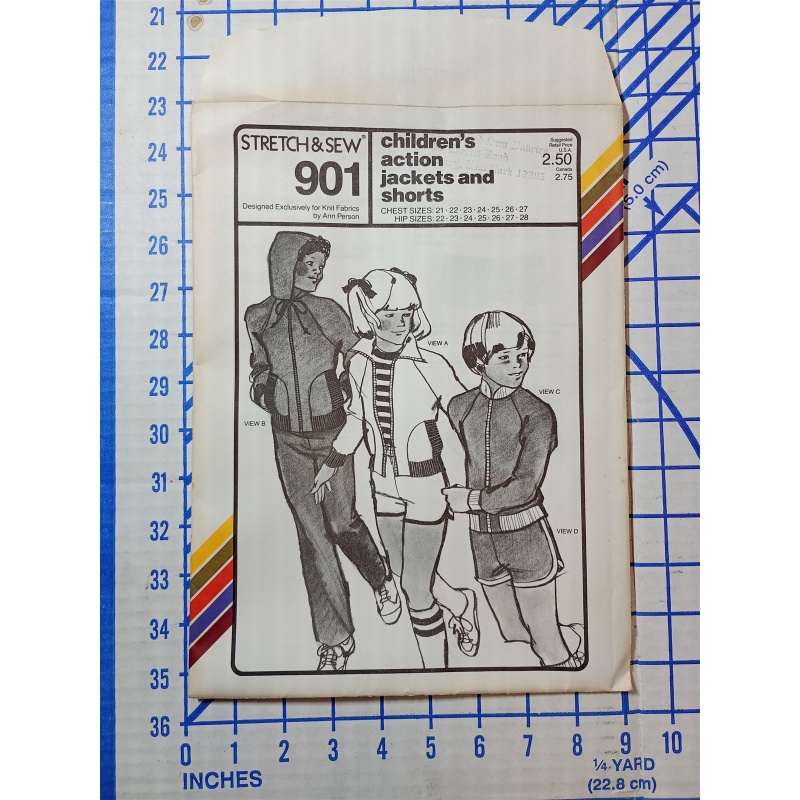 Stretch & Sew #901 Childrens Action Jackets & Shorts Uncut Chest Sizes 21-28