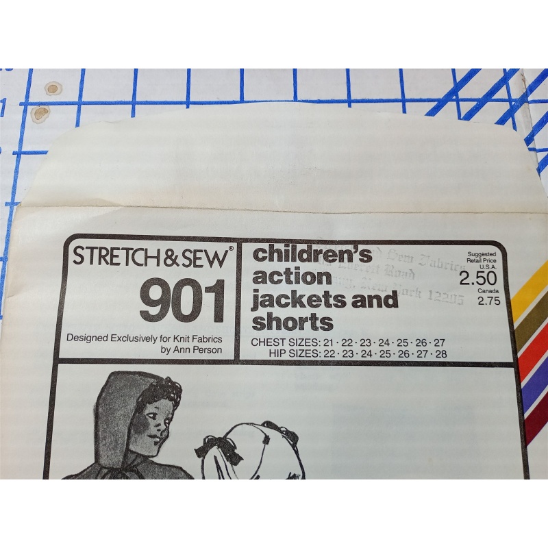 Stretch & Sew #901 Childrens Action Jackets & Shorts Uncut Chest Sizes 21-28