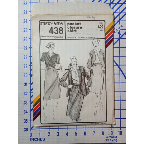 Stretch & Sew Sewing Pattern Womens SKIRT w/ Pockets 438 Ann Person Sz 30-46