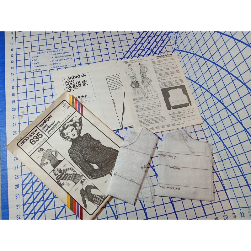 Vintage Stretch & Sew Pattern #635 Cardigan & Pullover Sweaters Size 28-44 