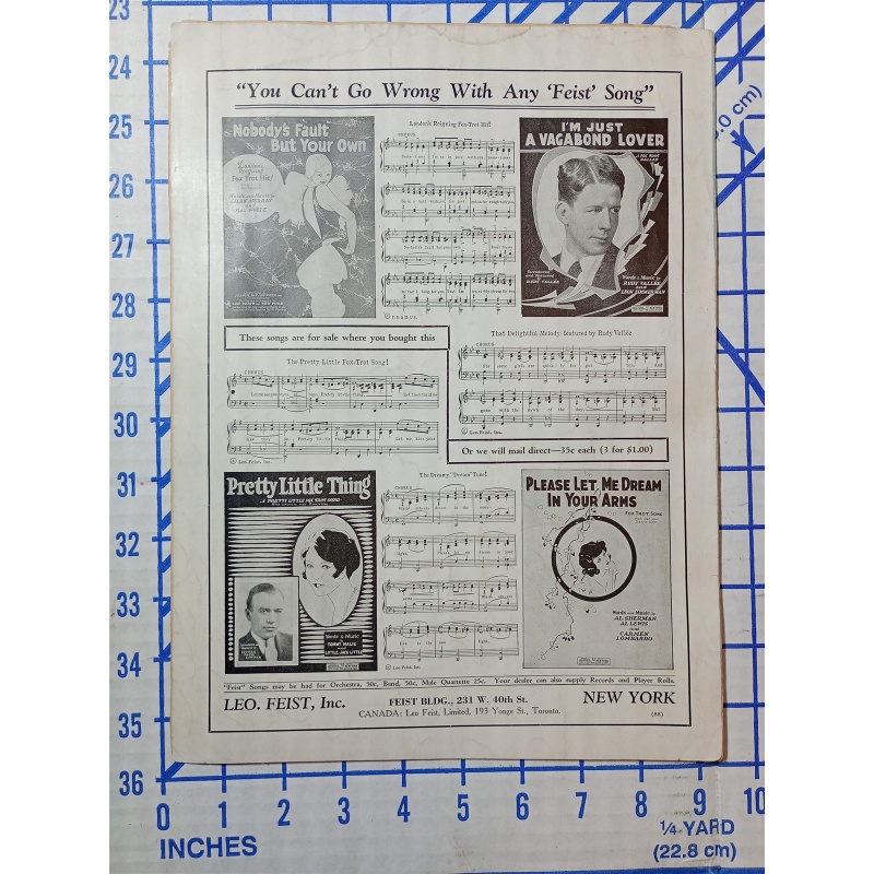 Honey Fox Trot Song Tommy Thompson 1928 Sheet Music