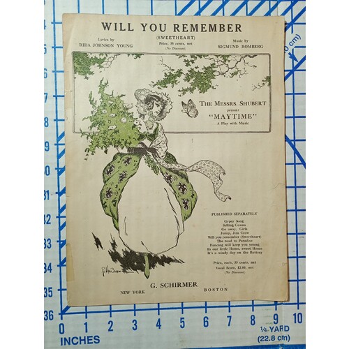 Vintage Sheet Music Will You Remember from the Musical Play Maytime 1917