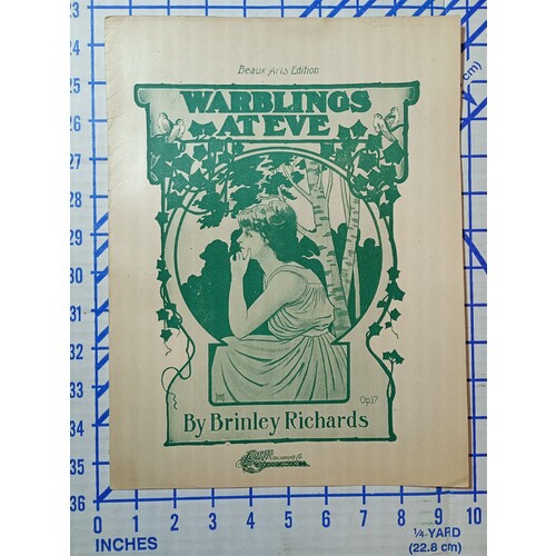 1907 Beaux Arts Edition Warblings At Eve By Brinley Richards Sheet Music