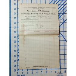 SARATOGA POULTRY AND KENNEL CLUB ENTRY FORM 1894