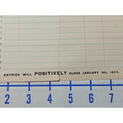 SARATOGA POULTRY AND KENNEL CLUB ENTRY FORM 1894