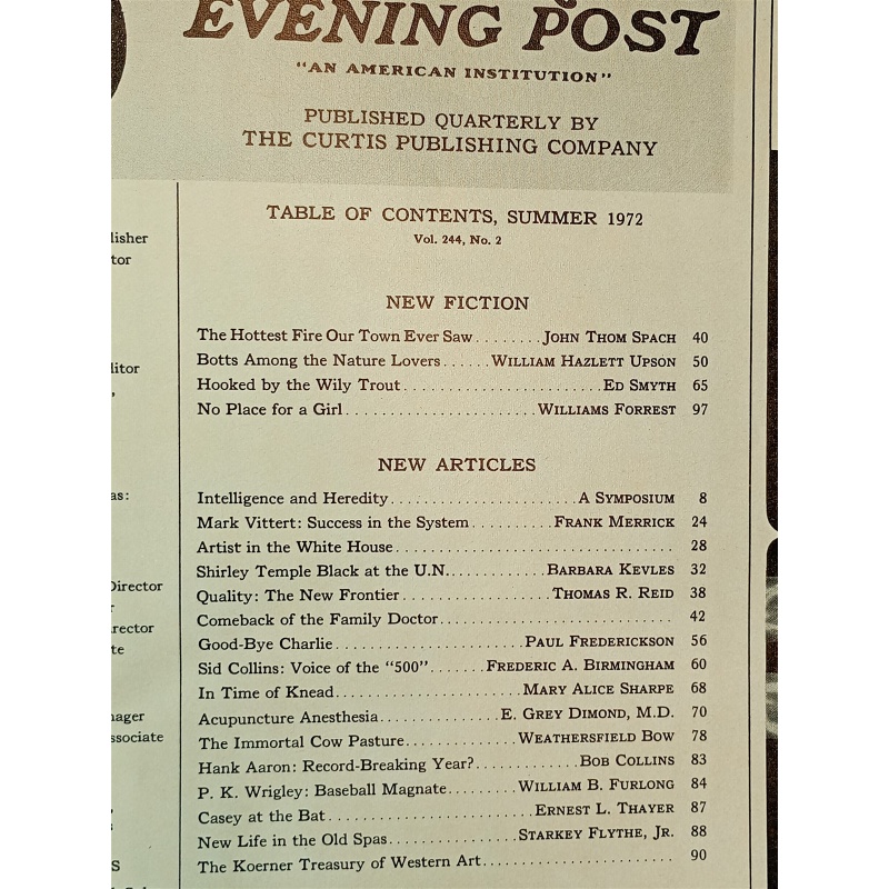 The Saturday Evening Post Summer 1972 Hank Aaron Shirley Temple Norman Rockwell