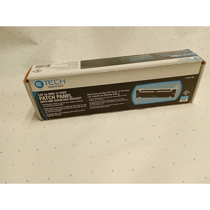 Commercial Electric 12-Port Category 5e Mini Patch Panel w/ 89D Mounting Bracket