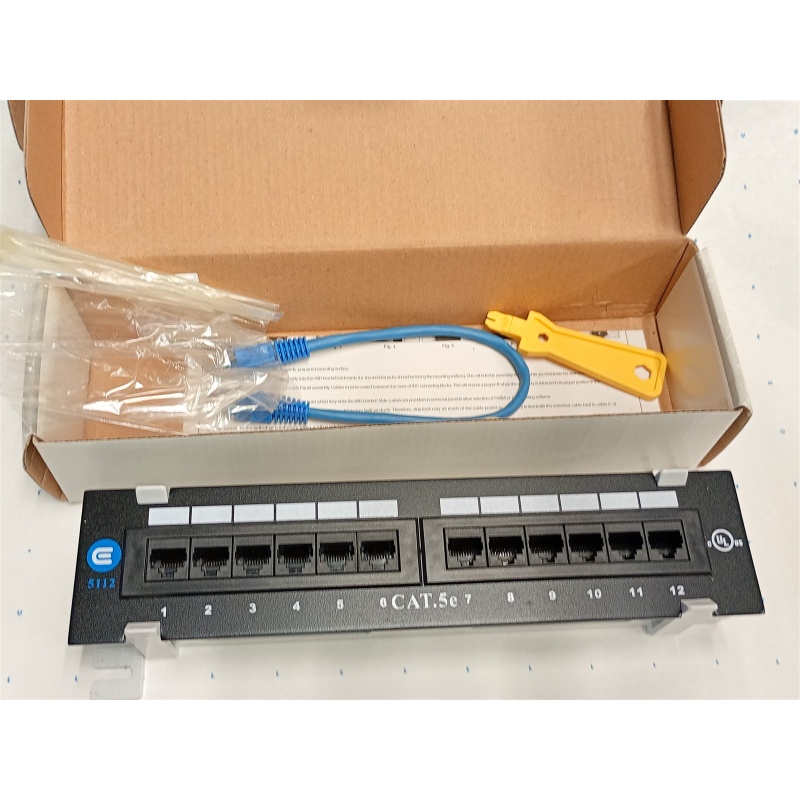 Commercial Electric 12-Port Category 5e Mini Patch Panel w/ 89D Mounting Bracket