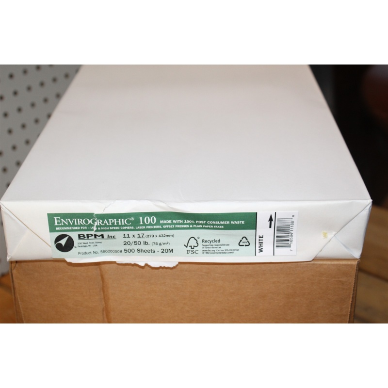 One Case 11x17 Envirographic 100 - 20/50 lb. Multipurpose Printer/Copier Paper