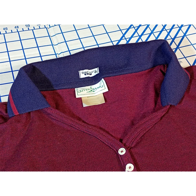 Outer Banks Mens Golf Polo Shirts - Size Medium - Navy / Wine