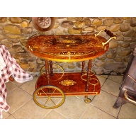 Italian Tea Cart Sorrento Marquetry Inlaid Wood & Brass Rolling Bar Cart – Italy