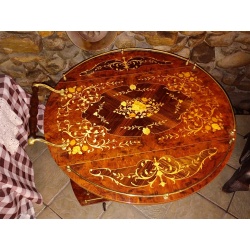 Italian Tea Cart Sorrento Marquetry Inlaid Wood & Brass Rolling Bar Cart – Italy