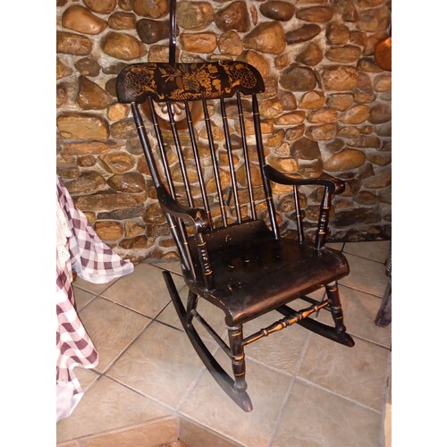 Very Nice Vintage Hand Painted Wodoen Rocking Chair