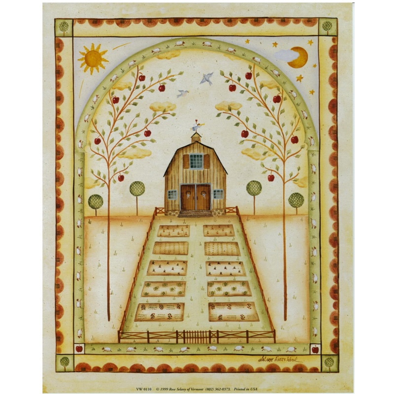 Lot of 5 (8 x 10) Art Print VW0110 Valorie Evers Wenk - Country Home With Garden