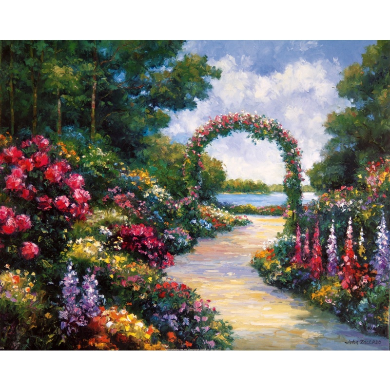 (16 x 20) Art Print ZA0316 JOHN ZACCHEO - Lakeside Arbor