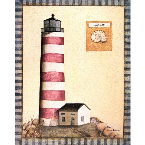 (16 x 20) Art Print CK060 SUSAN CLICKNER Lighthouse Red