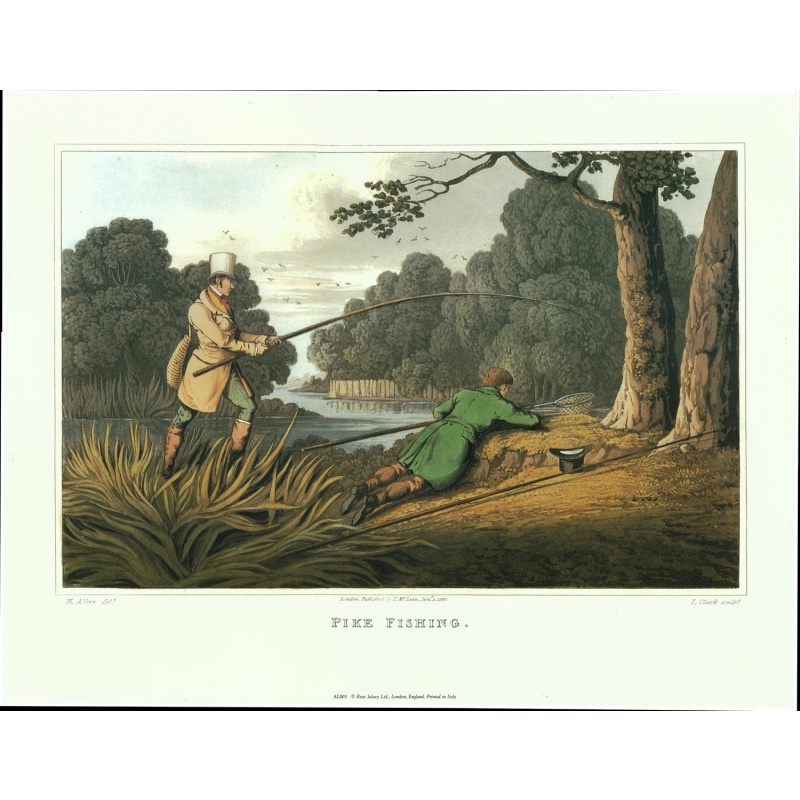 (14 x 18) Art Print AL003 Henry Alken Pike Fishing Printed in Italy - Printed in