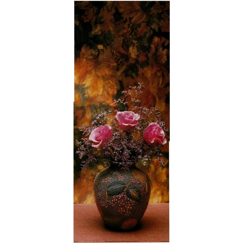 (8 x 20) Art Print PP2371 Lisa Jane Stunning Pink Roses in Decorative Vase