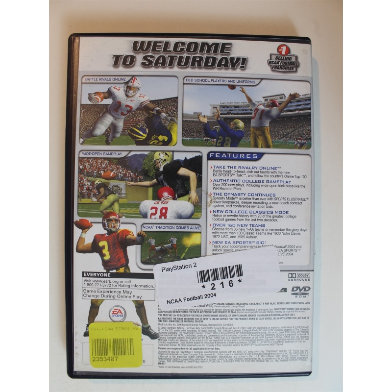 NCAA Football 2004 #216 (PlayStation 2, 2003)