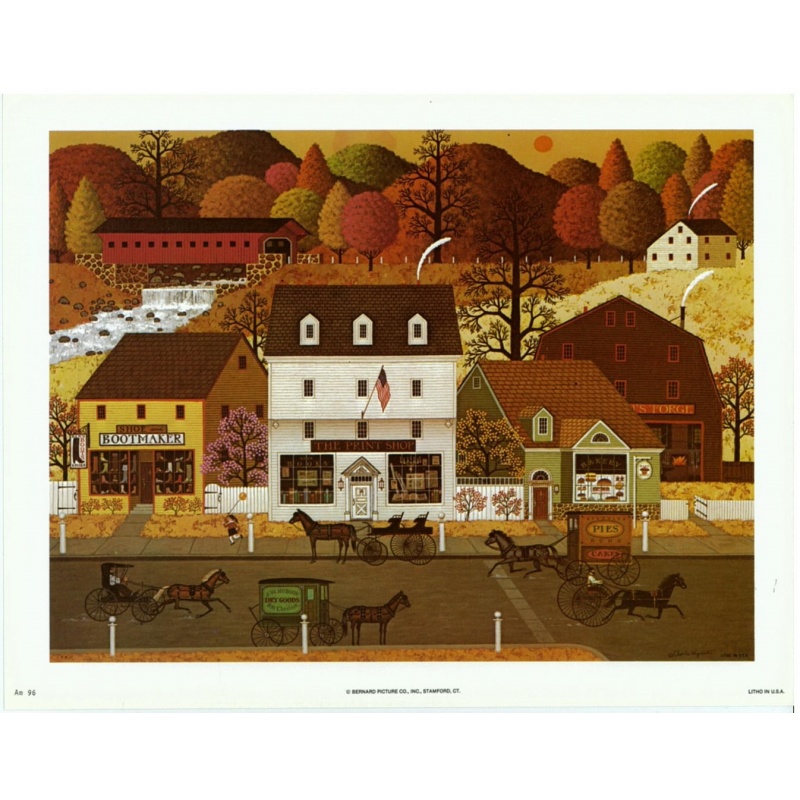 (7 x 9) Art Print AM96 Charles Wysocki VILLAGE SQUARE