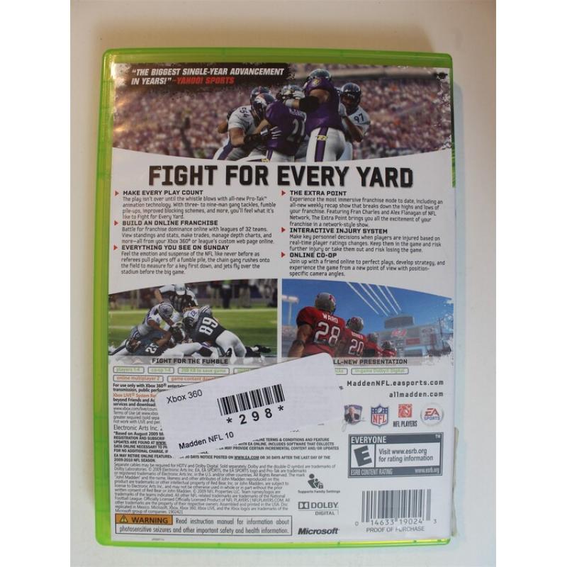 Madden NFL 10 #298 (Xbox 360, 2009)