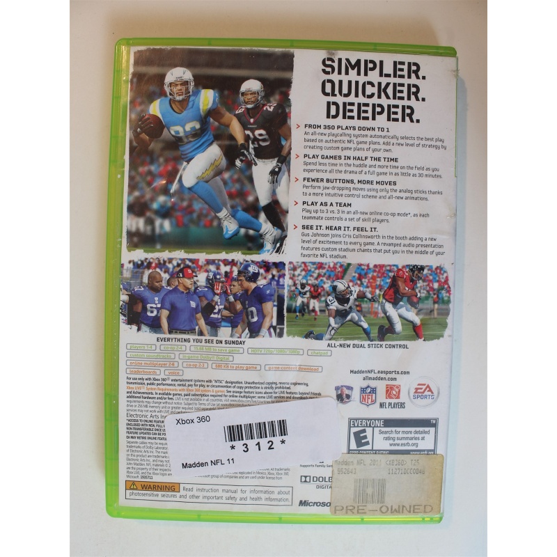 Madden NFL 11 #312 (Xbox 360, 2010)