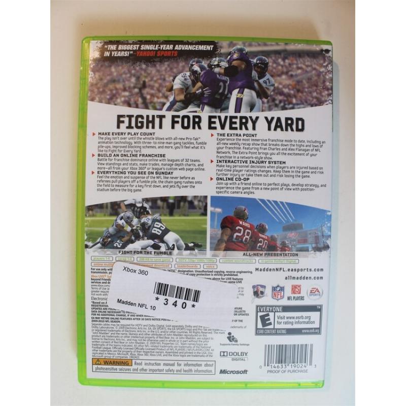 Madden NFL 10 #340 (Xbox 360, 2009)