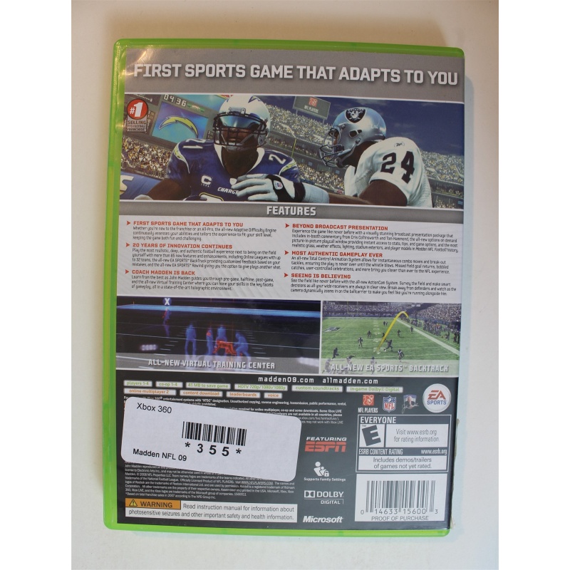 Madden NFL 09 #355 (Xbox 360, 2008)