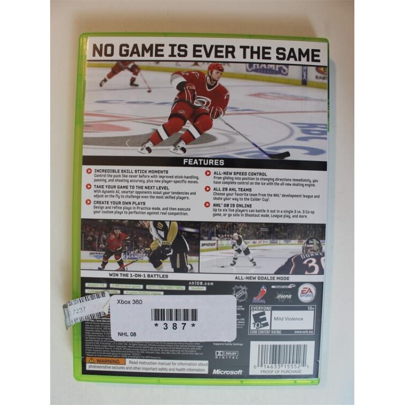 NHL 08 #387 (Xbox 360, 2007)