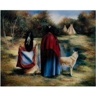 Lot of 5 (8 x 10) Art Print SC4095 Merilyn Rocks - Indian Women and Teepees