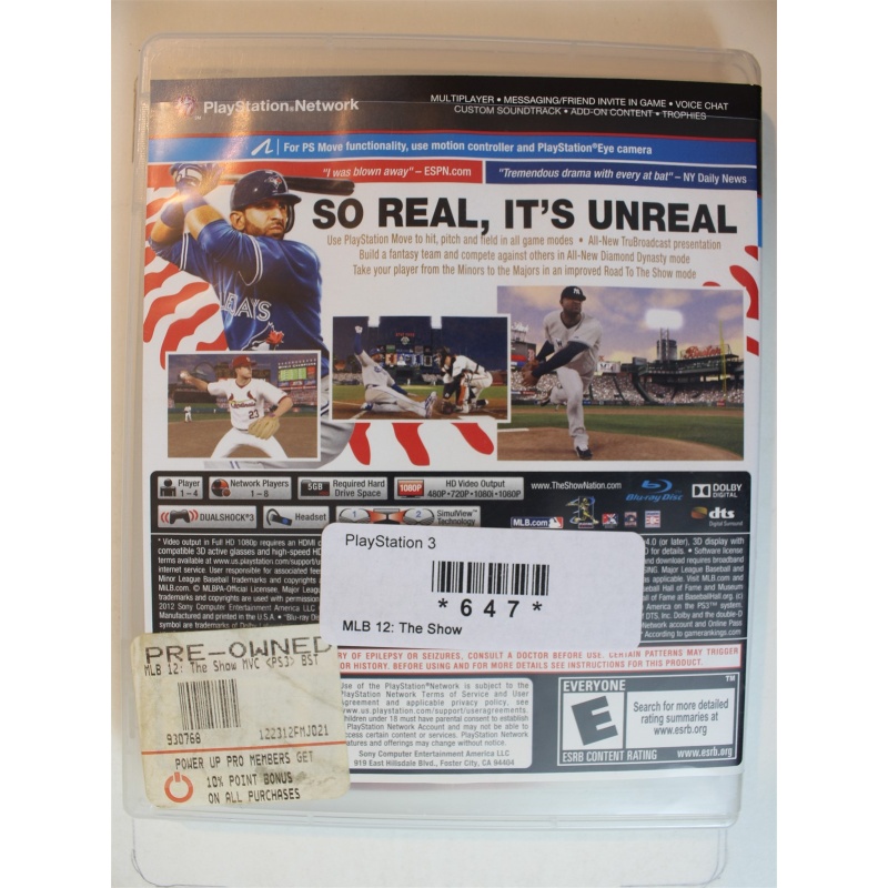 MLB 12: The Show #647 (PlayStation 3, 2012)