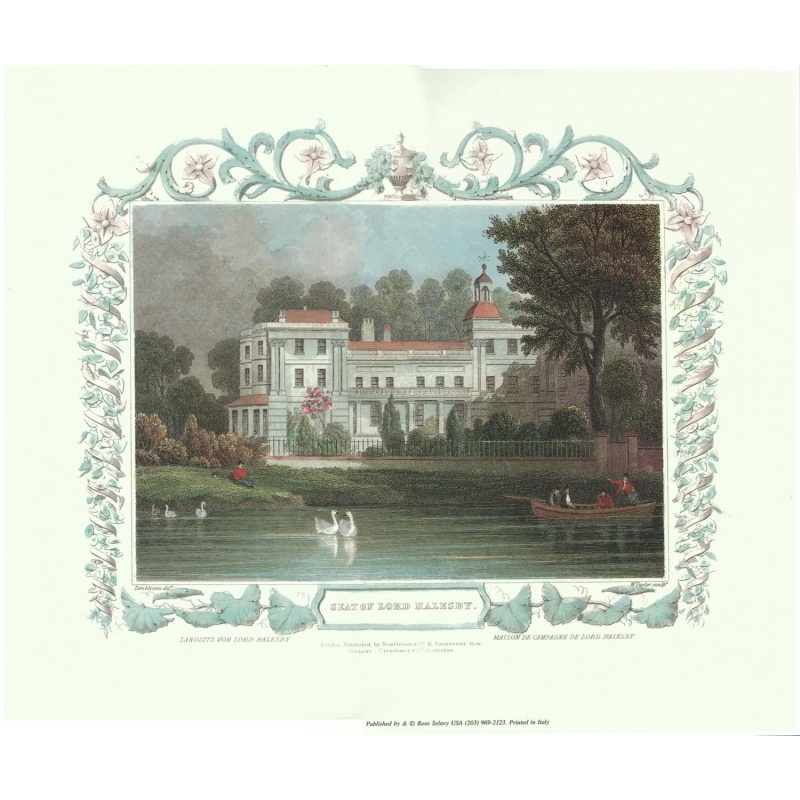 Lot of 2 (12 x 14) Art Print TM001 Tombleson - Seat of Lord Halesby - Printed in Italy