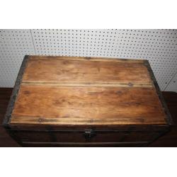 Nice Early Vintage Wooden Trunk - 32x18x17 