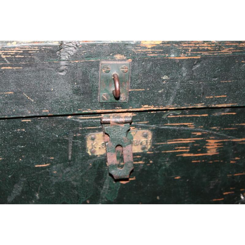 Green Wooden Dome Top Trunk - 35 x 17 x 18.75 