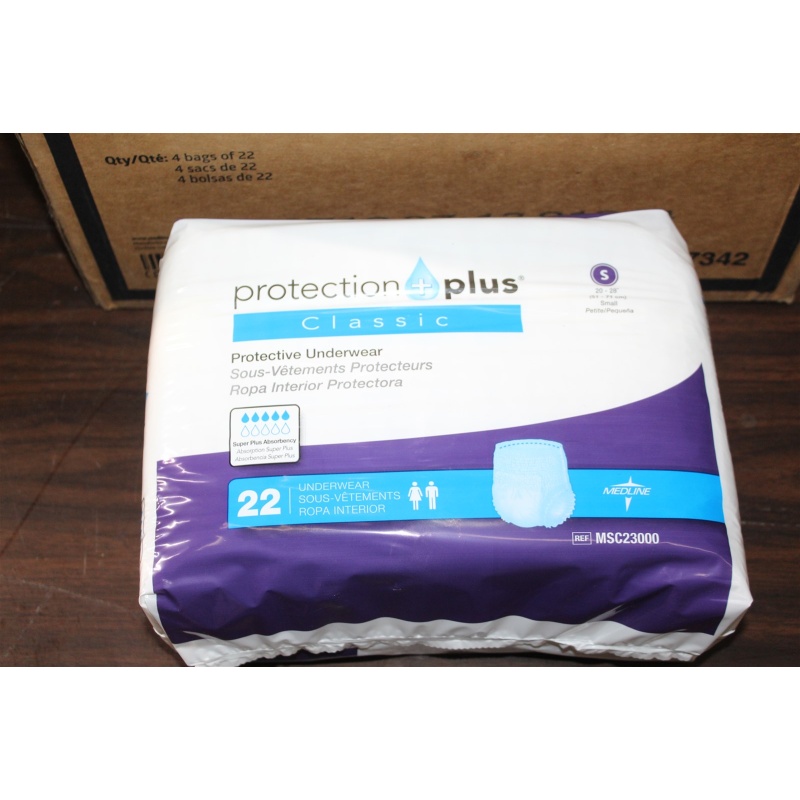 Medline Protection Plus Classic Protective Underwear Small - 22/Package MSC23000
