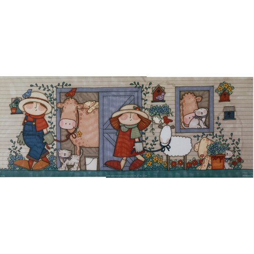 (8 x 20) Art Print SD0504 Sue Dreamer Barnyard kids VIII