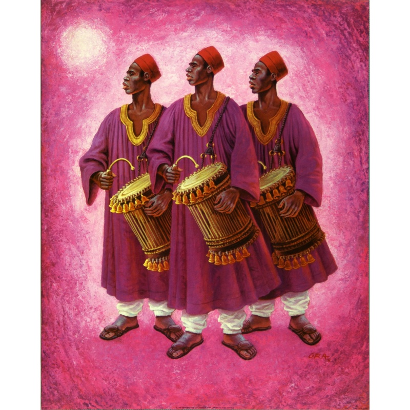 (16 x 20) Art Print PO1210 Wolfgang M. Otto - Black men playing drums