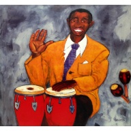 (18 x 18) Art Print RM0502 Ramarshi - Man playing the drums