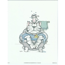(8 x 10) Art Print AN1177 Langstrom Cat and Mouse tub Scene