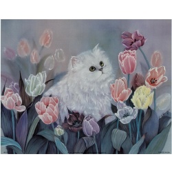 Lot of 5 (8 x 10) Art Print AN1267 L. CHANG - White Cat