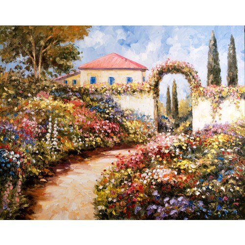 (22 x 28) Art Print ZA0545 JOHN ZACCHEO Garden Walk