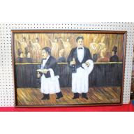 38 x 26 Framed picture - signed Italian Restaurant scene