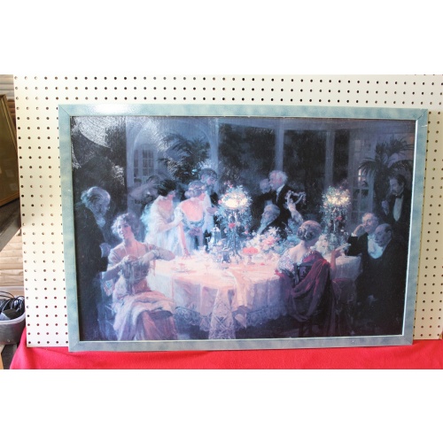 38 x 26.25 Framed picture Victorian dinner scene
