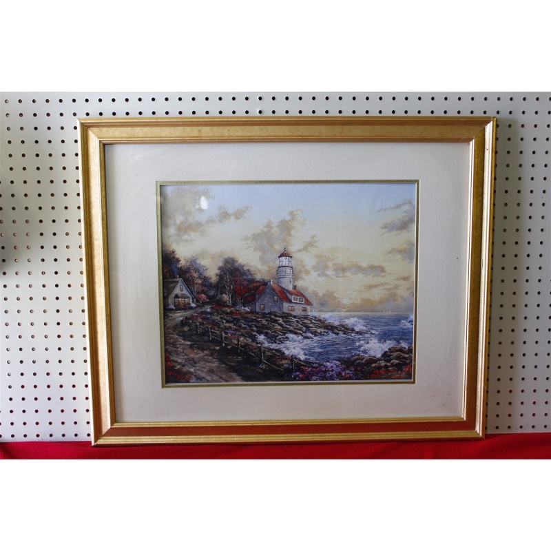 31.25 x 25.25 Framed picture Seaside lighthouse