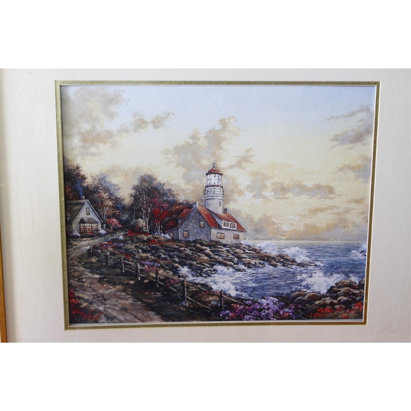 31.25 x 25.25 Framed picture Seaside lighthouse
