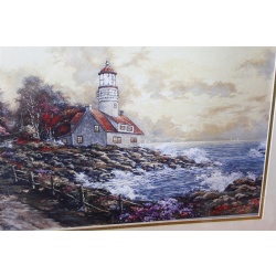 31.25 x 25.25 Framed picture Seaside lighthouse