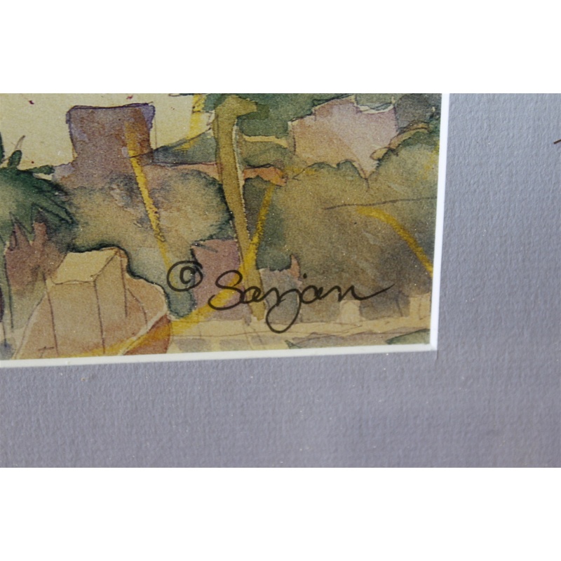 31.75 x 25.25 Framed picture sunflowers signed watercolor